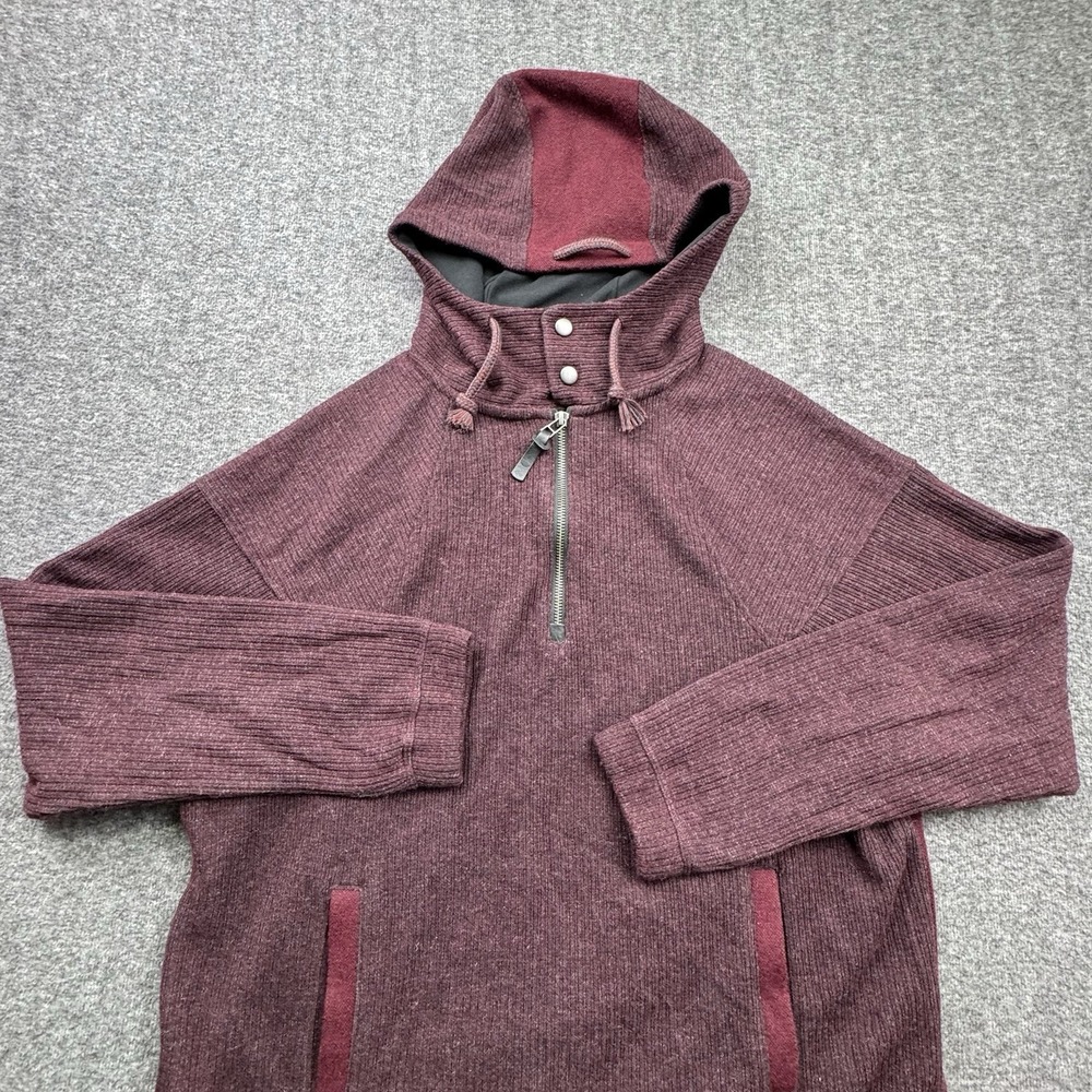 prAna Hartlie Quarter Zip Womens Sz L Hoodie Pullover Red Wool Blend Sweatshirt‎